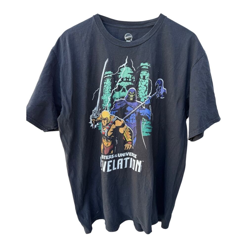 Masters of the Universe Revelation He Man Skeletor T Shirt Mens L Black Mattel